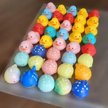 목욕탕 완구 소프트 비닐 컬러풀 오리 트로피컬 진베이 상어 40개