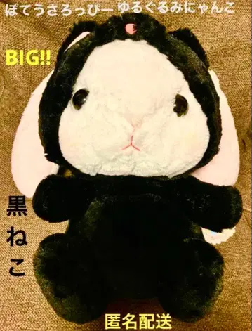 포테우사 롯삐 빅 봉제 인형 유루구루냥코 블랙 고양이 시로롯삐