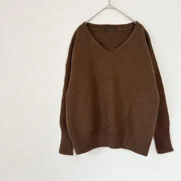 밴야드 스톰 캐시미어 혼방 브라운 V넥 니트 스웨터 긴팔