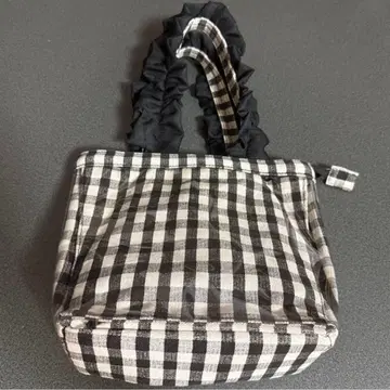 자카마트 핸들 프릴 미니 토트 이타백 B5 작음 체크