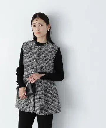 NATURALBEAUTYBASIC 페플럼 트위드 베스트