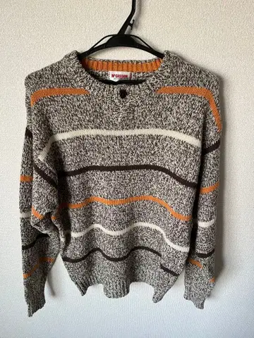 90s 맥그레거 헨리넥 니트 스웨터 M 울 보더