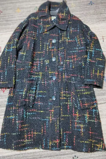 센소유니코 tb 블랙 베이스에 어두운 체크 울 롱 코트