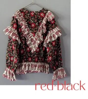 [ 새상품급 ] nioki 칸타 퀼트 x 블록 프린트 프릴 블라우스