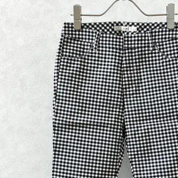 ef-de 슬랙스 앵클 기장 체크 무늬 포켓 부착 밑단 버튼 심플