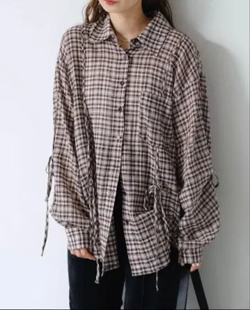 [ 새상품 ] kastane 체크 개더 셔츠