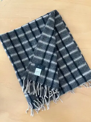 비스케 BC 캐시미어 100% 체크 무늬 머플러 그레이 계열