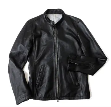 SHIPS JET BLUE 블랙 가죽 자켓 M