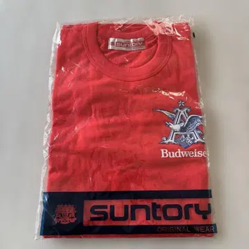 미사용 새상품 빈티지 Budweiser 빨간색 T셔츠 Suntory제