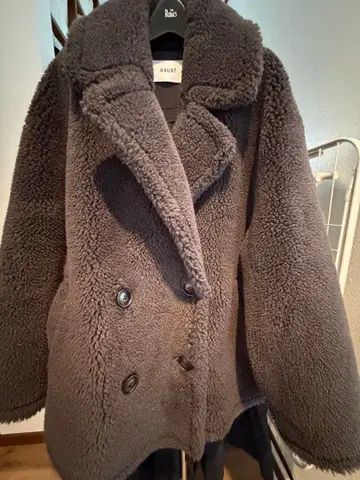 HAUNT 그레이 보아 재킷 더블 브레스트