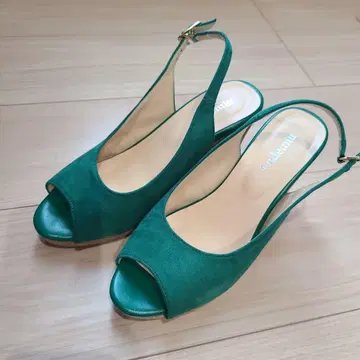 그린 스웨이드 오픈토 힐