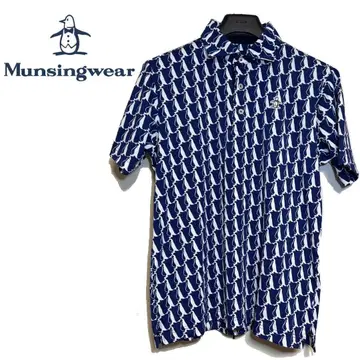 Munsingwear 펭귄 패턴 피케 셔츠 네이비/화이트