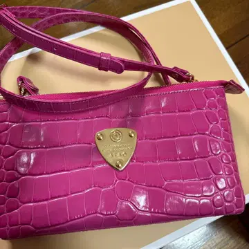 미사용 아타오 부부 클래시 장지갑 숄더 핑크 소가죽