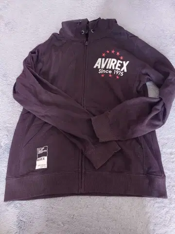 새상품급 AVIREX 블랙 풀 지퍼 후드티 M