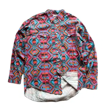 80s USA Wrangler 버튼 다운 셔츠 XL 올 패턴