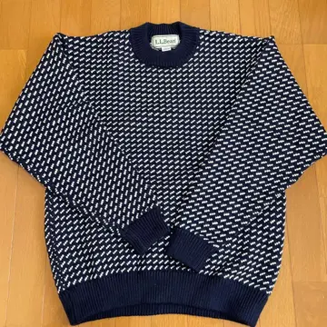 L.L.Bean 네이비 화이트 크루넥 스웨터 REG MEDIUM