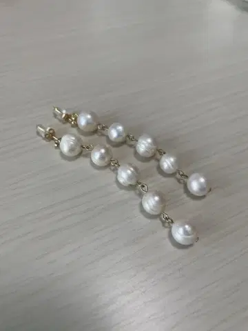 담수 진주 5연 귀걸이