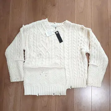 미사용 새상품 JEANASIS 리메이크 라이크 케이블 풀오버 니트