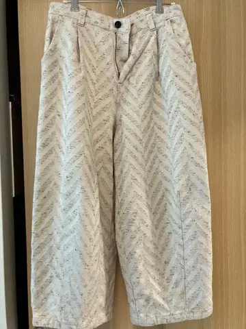 아틀리에 드 사봉 헤링본 자카드 와이드 팬츠