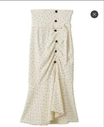 SNIDEL 프론트 버튼 하이웨스트 스커트 도트 무늬