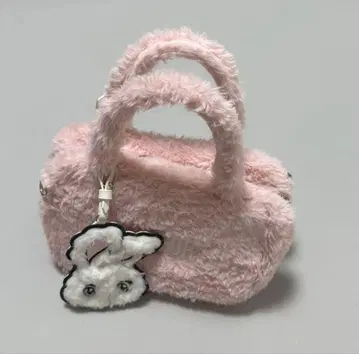 FURFUR foxy 거울 포함 에코 퍼 스퀘어 보스턴 백 핑크