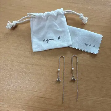 아네스베 펄 장식 롱 귀걸이