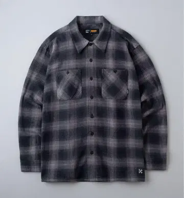 BLUCO/부루코 OMBRE 체크 플란넬 셔츠 블랙 L
