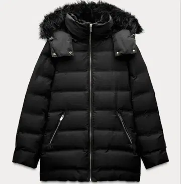 ZARA 세미롱 기장 퍼 트리밍 다운