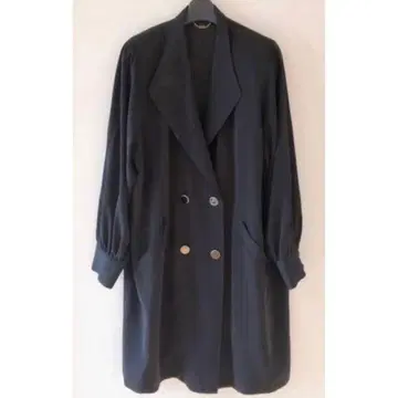 [새상품급] 레트로 디자인 8마리 양 일본제 블랙 더블 브레스트 롱 코트