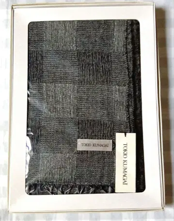 [ 새상품 미사용 ] 울 머플러 체크 그레이 타카시마야 남성 여성 겸용