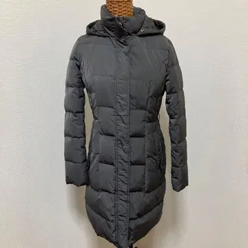 그레이 롱 다운 자켓 후드 부착