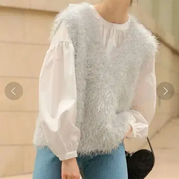 티테베이트 라메 믹스 샤기 니트 베스트