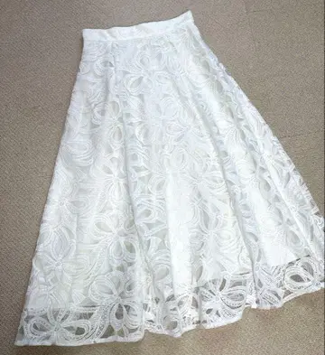 프로포션 바디 드레싱 리본 튤 플레어 스커트 S 화이트 새상품급