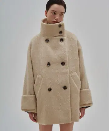 샤기 스탠드 칼라 스탠드 미들 코트 / 오버사이즈 미들 코트