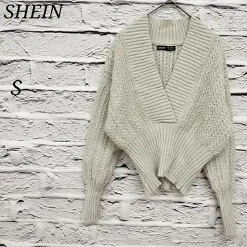 R4079/씨이인 [ S ] V넥 긴팔 니트 스웨터 시스루 편직 그레이