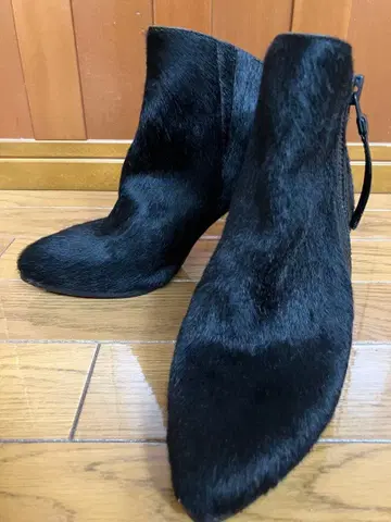 RABOKIGOSHI works 블랙 퍼 스틸레토 부츠