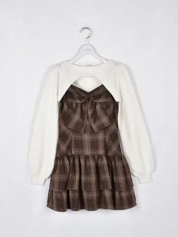 evelyn 리본 볼레로 원피스 브라운