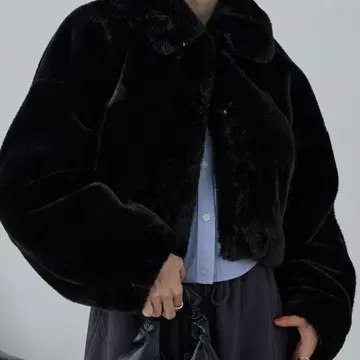 블랙 무스탕 코트 프리 사이즈