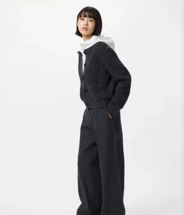 UNIQLO 브러쉬드 저지 와이드 팬츠 다크 그레이 XS