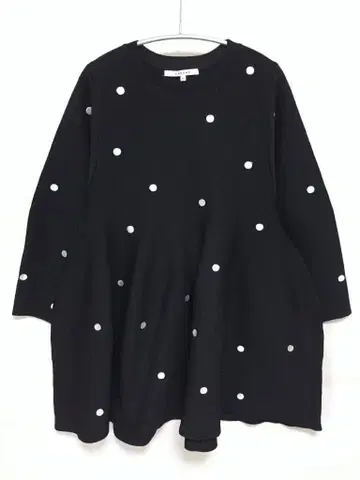 CADUNE 카듀네 도트 자수 페플럼 니트 36 화이트 블랙 974903