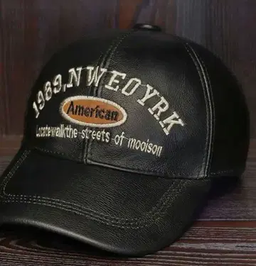 레어 1989 NWEOYRK 자수 베이스볼 캡 천연 가죽