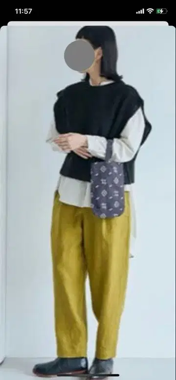 나카가와 마사시치 상점 린넨 고밀도 직조 턱 팬츠