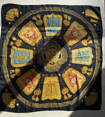 빈티지 부트레그 대형 플리츠 스카프 반다나