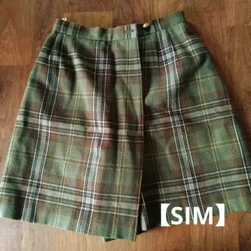 [ SIM ] 큐롯 스커트 그린 카키 체크 여성용