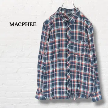 맥피 체크 무늬 긴팔 블라우스 얇은 소재 [ 38 ] 네이비 레드