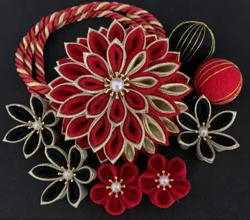 쓰미에카자리 머리 장식 특대형 빨간색