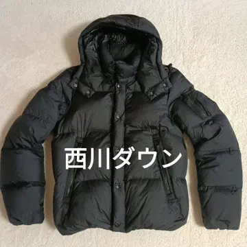 니시카와 다운 블랙 자켓 후드 부착