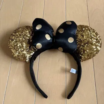 도트 무늬 리본 포함 라메 귀 머리띠