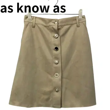 아즈노아즈 베이지 스웨이드풍 A라인 미니 스커트 버튼 프론트