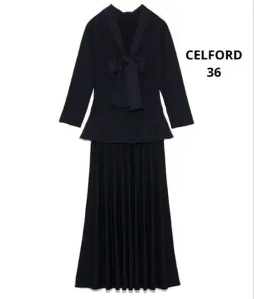 CELFORD 보타이 쉬폰 니트 원피스 36